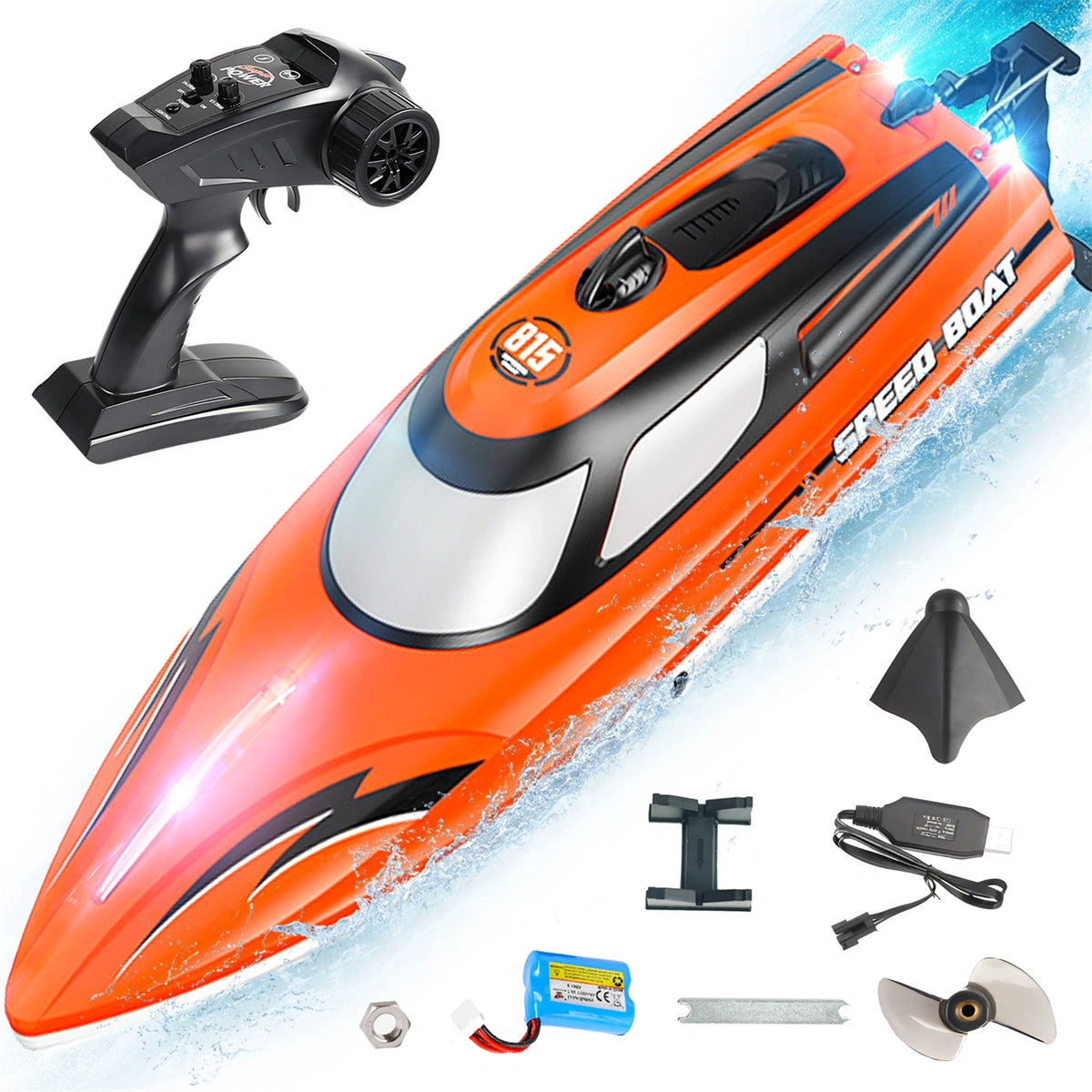 LED-Lit RC Boat Unleashed: 14-Inch Thrill Ride Reaching 25 KM/H for All Ages